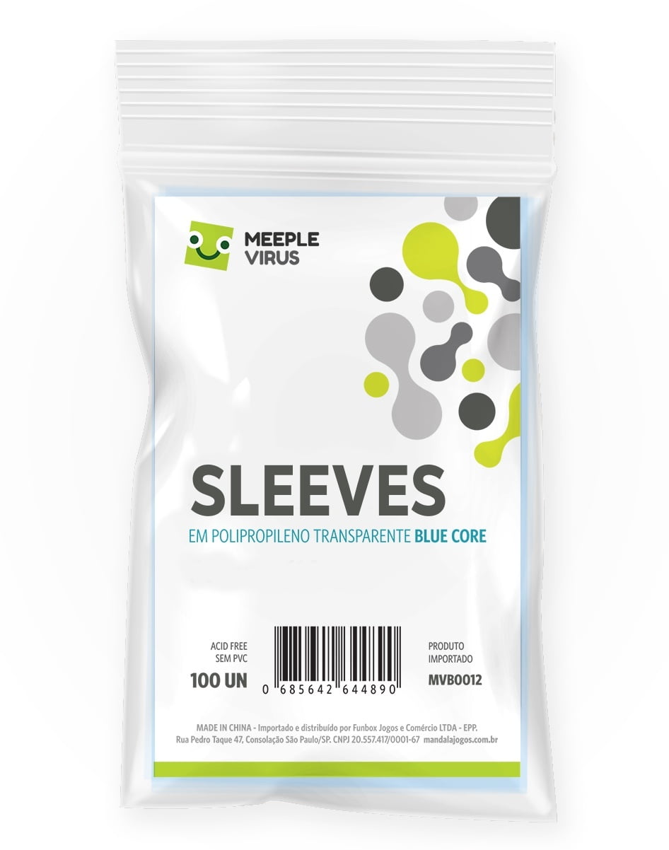 Sleeves Meeple Virus - Blue Core - Diversos Tamanhos